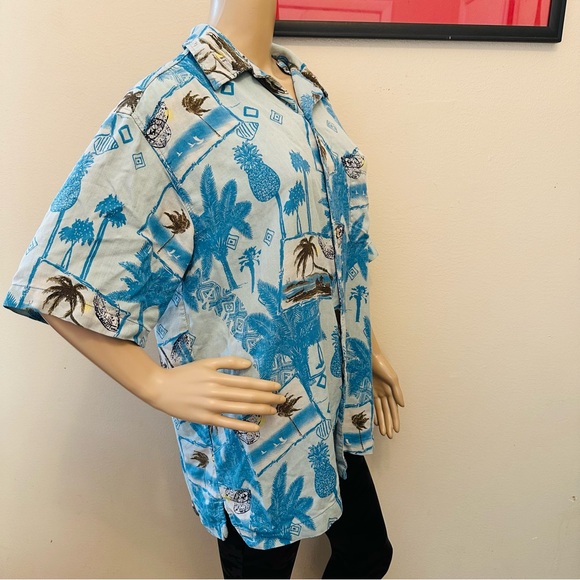 Caribbean Joe Sz L Silk Hawaiian Beach Shirt Button - Picture 2 of 9